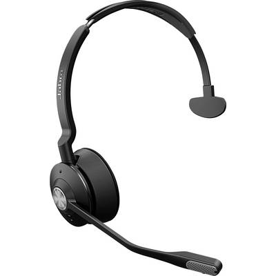 Ein schwarzes kabelloses Headset mit gepolsterten Ohrmuscheln und verstellbarem Kopfbügel, das ein an der rechten Seite angebrachtes Mikrofon aufweist.