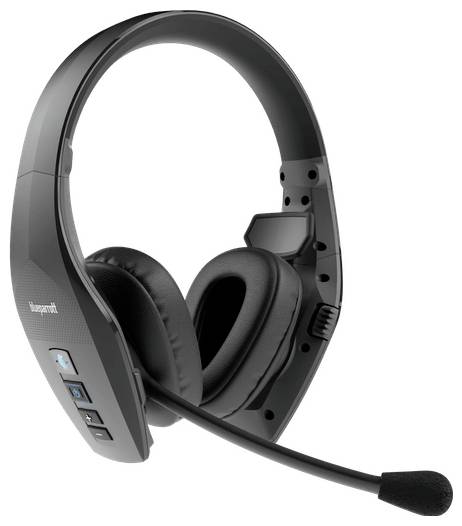Ein schwarzes Over-Ear-Headset mit Mikrofon und einfacher Kopfbügel, entwickelt für klare Audiokommunikation.