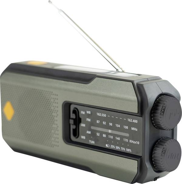 Highlander SURVIVAL RADIO OLIVGRÜN Akku-Radio AM, FM USB, Funkempfang, Notfallradio Taschenlampe, wiederaufladbar, Solarpanel, Handkurbel, Powerbank-Funktion Olivgrün, Schwarz