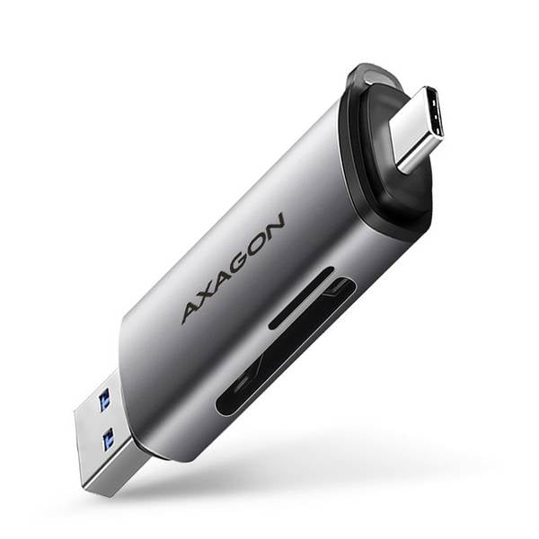 AXAGON CRE-SAC Externer Speicherkartenleser  USB-C®, USB-A Silber