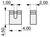 Technisches Diagramm mit Vorder- und Seitenansicht einer mechanischen Komponente. Vorderansicht: Breite 4,00 Einheiten, Höhe 4,50 Einheiten. Obere Vertiefung Breite 1,00 Einheiten. Seitenansicht: Tiefe 2,00 Einheiten.