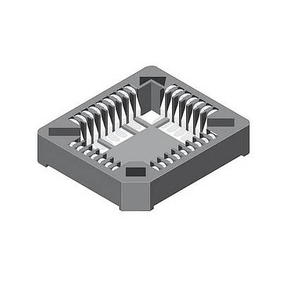 Ein 28-poliger PLCC-Sockel (Kunststoff-Leiterrahmen-Gehäuse) zum Sichern und Verbinden von integrierten Schaltkreisen auf einer Platine.
