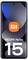 Ein schwarzes Samsung Galaxy S25-Smartphone mit drei rückwärtigen Kameras. Der Bildschirm zeigt einen lebendigen orangefarbenen Hintergrund mit abstrakten Linien.