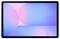 Ein Tablet, das ein minimalistisches Hintergrundbild mit überlappenden pastellblauen und rosa Kreisen mit Gradienteneffekt anzeigt.