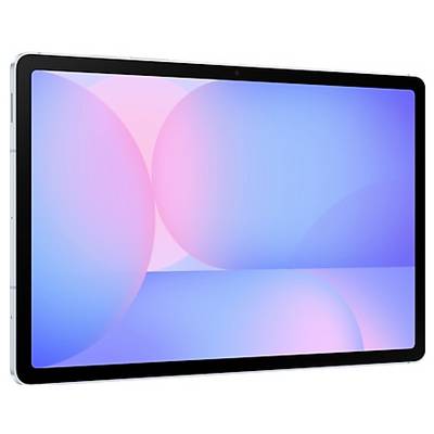 Ein elegantes Tablet mit einem lebendigen Display, das sich überlappende Kugeln in Blau- und Rosatönen zeigt, was auf ein modernes Design und einen leuchtenden Bildschirm hindeutet.
