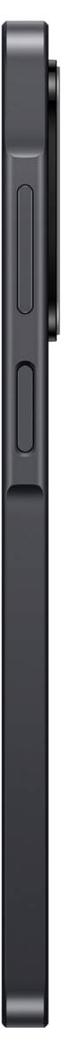 Seitenansicht eines eleganten, schwarzen Smartphones, das sein schlankes Profil und zwei seitliche Tasten zeigt.
