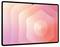 Ein Tablet mit großem Bildschirm, das ein rosa und pfirsichfarbenes abstraktes Design mit konzentrischen Kreisen anzeigt.