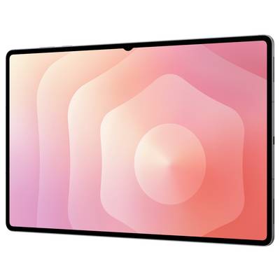 Ein lebendiges rosa abstraktes Design mit konzentrischen wellenähnlichen Mustern, angezeigt auf einem eleganten Tablet-Bildschirm mit dünnen Rändern.
