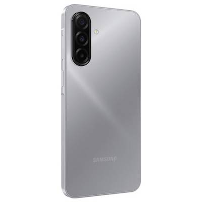 Samsung-Smartphone mit grauem Rücken, dreifacher Kameraeinrichtung und Blitz.