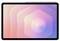 Ein Tablet mit einem digitalen Stift oben darauf, auf dessen Bildschirm ein abstraktes rosa und violettes Spiralmuster angezeigt wird.