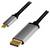 USB-C-auf-DisplayPort-Kabel, das USB-C- und DisplayPort-Anschlüsse an jedem Ende zeigt, wird zum Verbinden von Geräten mit Displays verwendet.