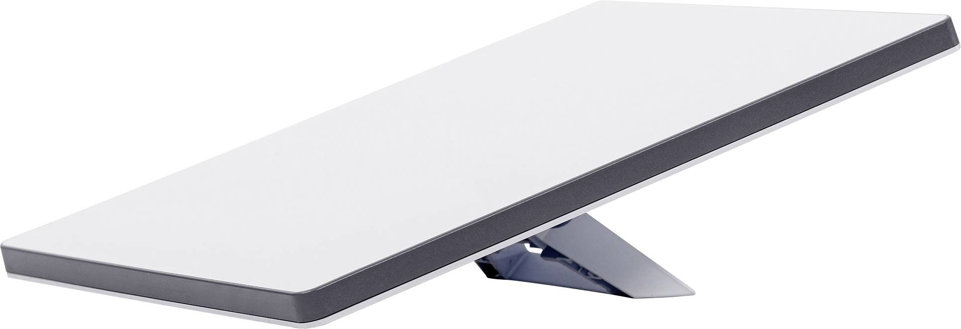 Ein schlankes, modernes Balancebrett mit einer weißen Oberfläche und einer dreieckigen Stütze darunter, entwickelt für Fitness- und Balanceübungen.