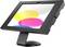 Ein moderner Touchscreen-Monitor zeigt überlappende gelbe, rosa und blaue Ovale auf weißem Hintergrund an.