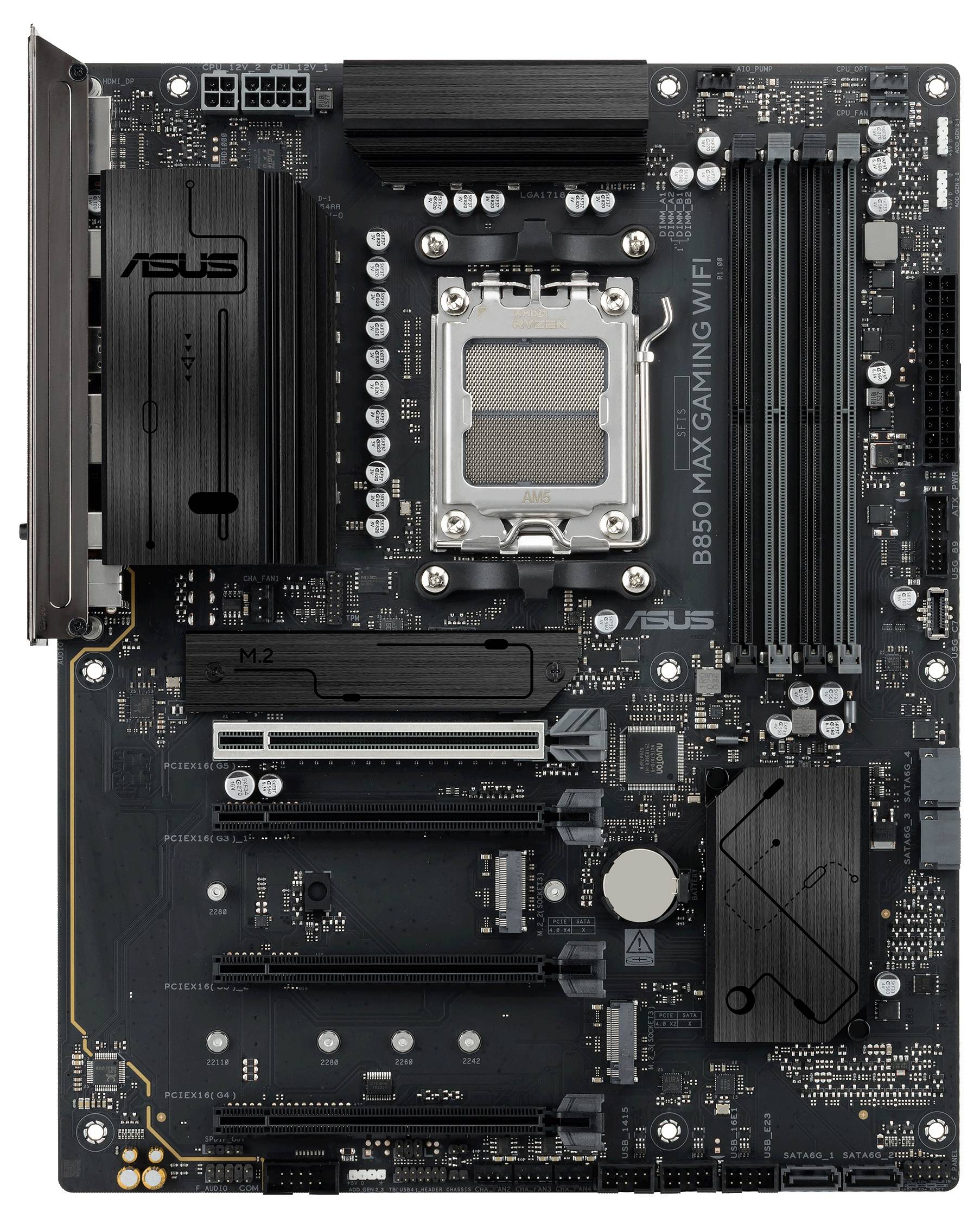 Asus B850 MAX GAMING WIFI ATX MB Mainboard Sockel (PC) AMD® AM5 Formfaktor (Details) ATX-1