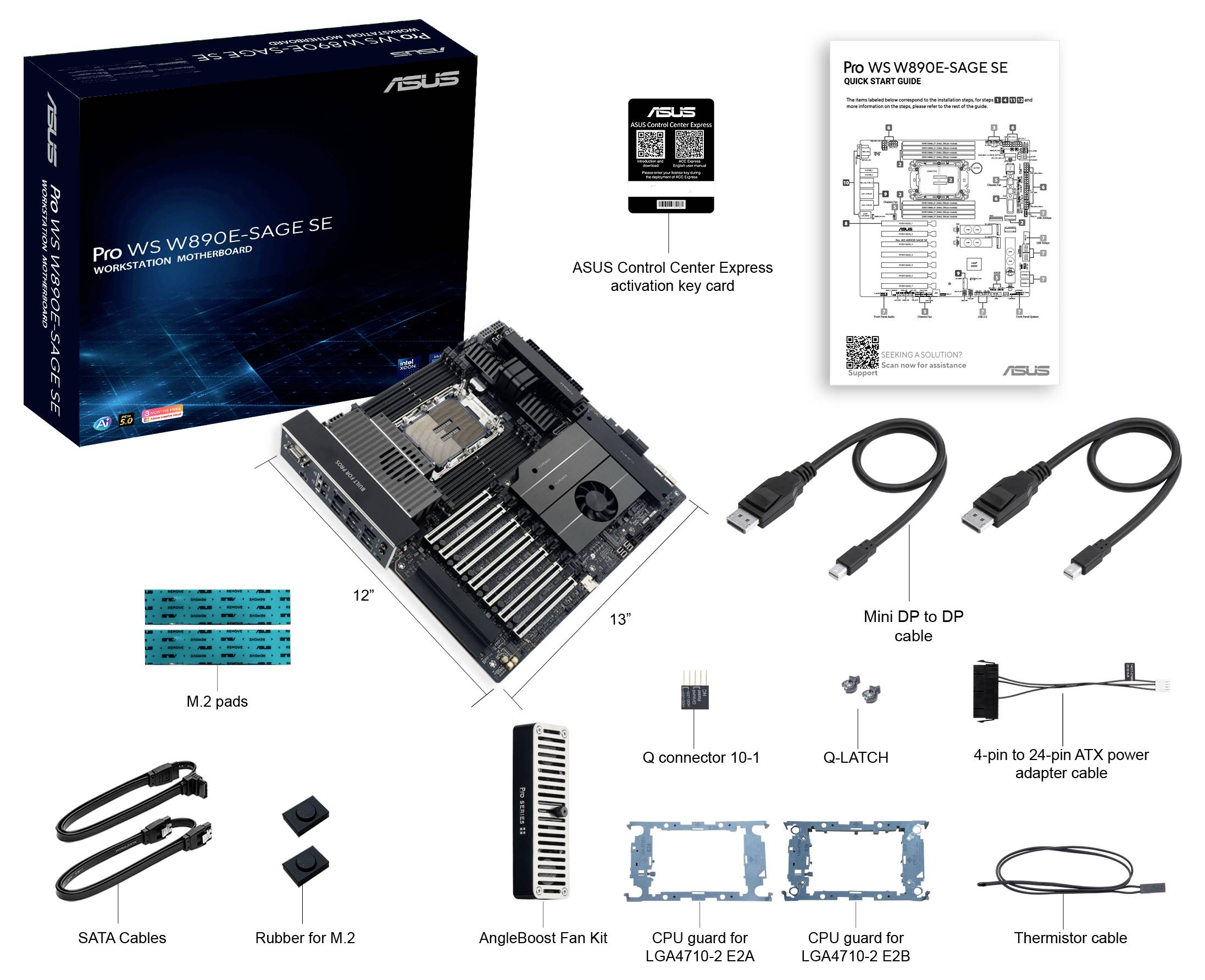 Ein Computermotherboard mit mehreren Speichersteckplätzen, einem großen CPU-Sockel und Kühlkörpern zur Wärmeleitung.