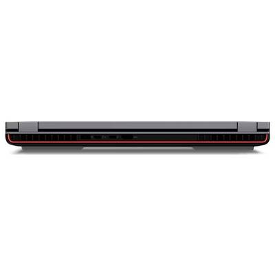 Frontansicht eines eleganten geschlossenen Laptops mit einem dünnen dunklen Gehäuse und einer roten Akzentlinie entlang der unteren Kante.