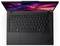 Offenes schwarzes Lenovo ThinkPad Laptop, von oben gezeigt, mit Bildschirm, der ein farbenfrohe Sonnenuntergangstapete anzeigt, und sichtbarer Tastatur.