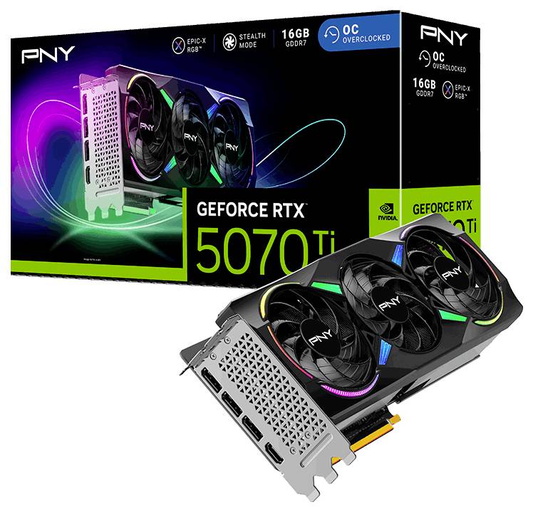 PNY Grafikkarte Nvidia RTX 5070 Ti GeForce RTX 5070 Ti 16 GB GDDR7-RAM-9