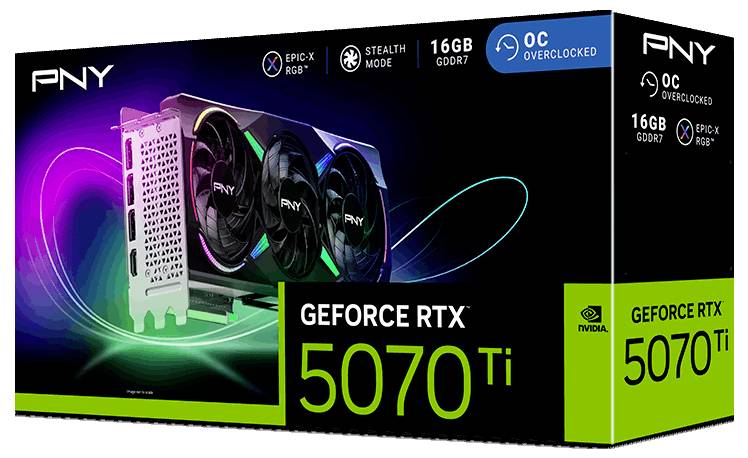 PNY Grafikkarte Nvidia RTX 5070 Ti GeForce RTX 5070 Ti 16 GB GDDR7-RAM-10