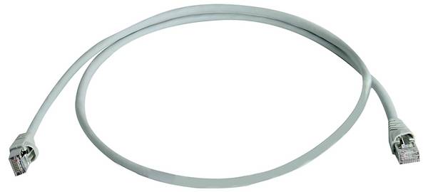 Telegärtner 100008387 RJ45 Patchkabel CAT 5e F/UTP 1.5 m Grau Flammwidrig, mit Knickschutztülle 1 St.