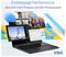Ein Laptop mit offenem Bildschirm zeigt Fotos und Diagramme. Text: 'Erstklassige Performance dank Intel® Core™ Prozessor und Intel® Prozessorgrafik'. Logo: intel.
