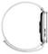 Seitenansicht einer Smartwatch mit weißem geflochtenem Schlaufenarmband, die das schlanke Design und die Seitentasten zeigt. Das Armband ist mit einer verstellbaren Schlaufe ausgestattet.