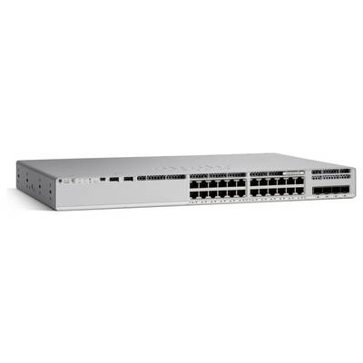 Netzwerk-Switch mit mehreren Ethernet-Anschlüssen, Lüftungsgittern und einem metallischen Gehäuse, entwickelt zum Verbinden verschiedener Geräte in einem Netzwerk.
