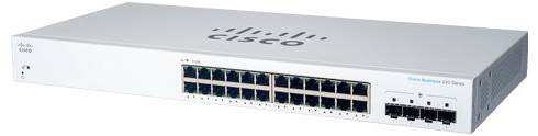 Cisco-Netzwerk-Switch mit 24 Ethernet-Ports und vier SFP-Ports. Mit "Cisco" auf der Frontplatte gekennzeichnet. Wird für Netzwerkkonnektivität verwendet.