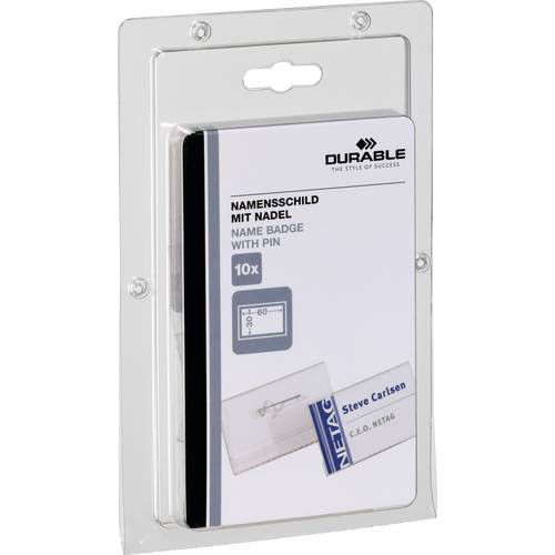 Durable 860619 Namensschild (B x H) 60 mm x 30 mm Sicherheitsnadel 10 St.