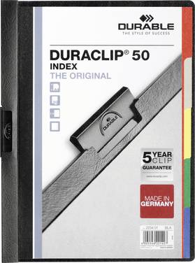 Durable Klemmmappe DURACLIP® INDEX 50 223401 DIN A4 Schwarz