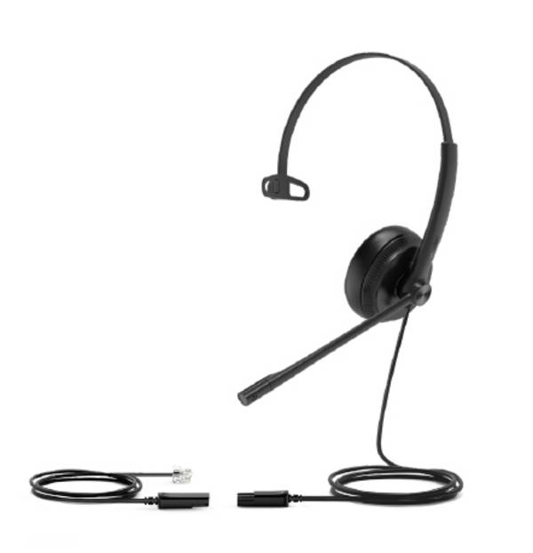 Yealink YHS34 Mono On Ear Headset kabelgebunden Mono Schwarz Noise Cancelling, Mikrofon-Rauschunterdrückung Headset, Gehörschutzfunktion, Mono, Stirnband Telefon