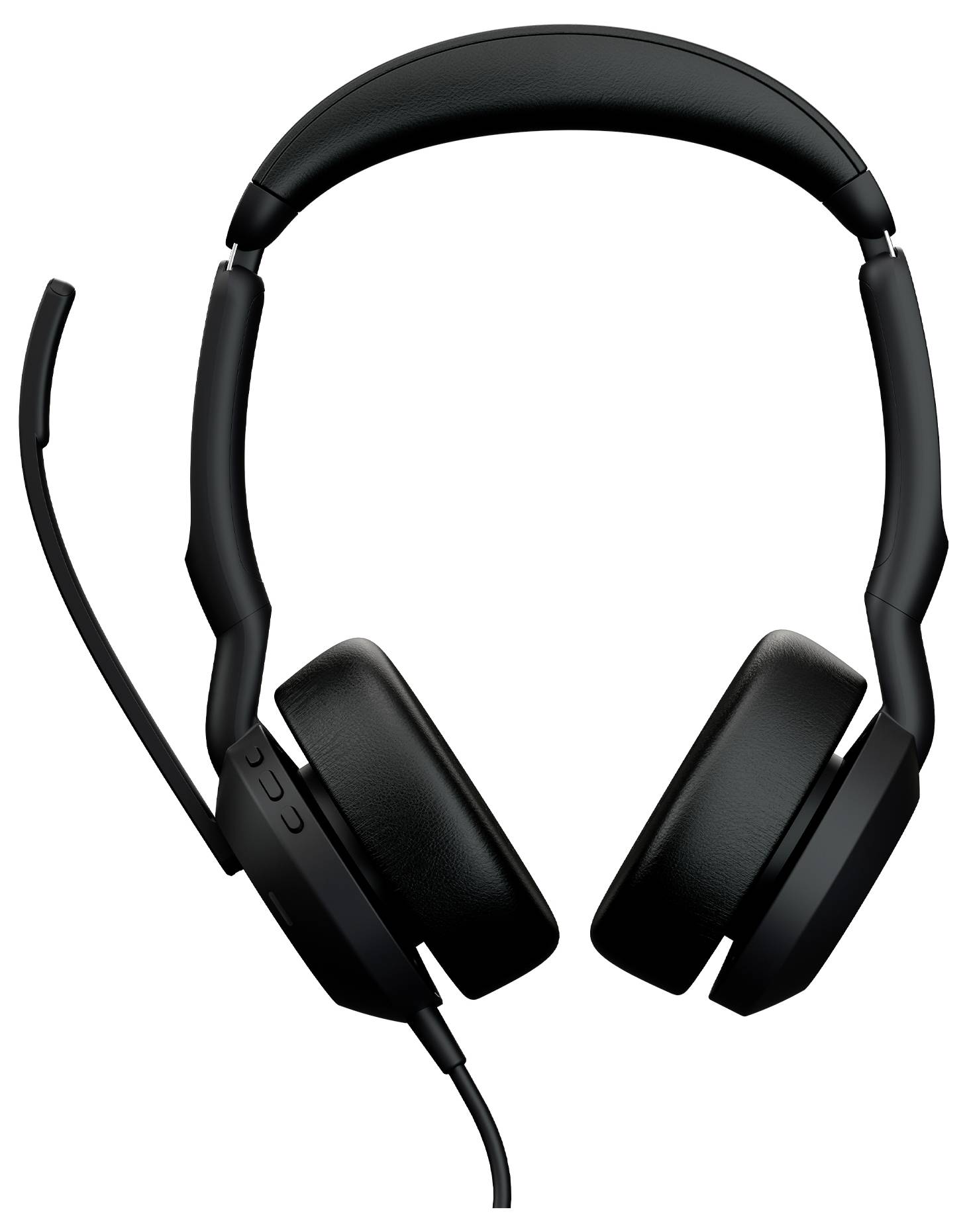 Schwarze Over-Ear-Kopfhörer mit angebautem Mikrofon, geeignet für professionelle Nutzung oder Gaming.
