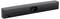 Eine elegante, schwarze Soundbar mit einem zentralen Lautsprecher und Stoffbezug, entwickelt zur Verbesserung des Audios in Heimkinosystemen.