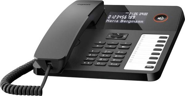 Gigaset DESK 600 Schnurgebundenes Telefon, analog für Hörgeräte kompatibel, Optische Anrufsignalisierung, Wahlwiederholung  Schwarz