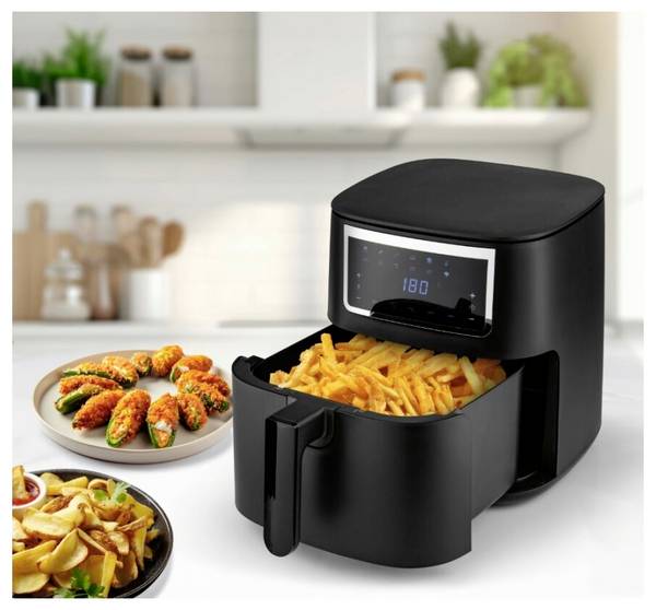 GourmetMaxx GOURMETmaxx Heißluft-Fritteuse Digital 7l 1700W schwarz matt/Edelstahl Heißluft-Fritteuse 6.5 l 1700 W  Schwarz