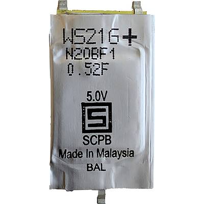 Eine kleine, metallische Batterie mit der Bezeichnung „WS216+ N20BF1 0.92F 5.0V SCPB Made in Malaysia BAL".