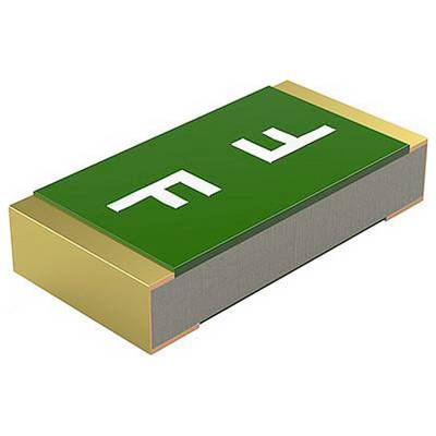 Ein rechteckiger grüner Kondensator mit goldenen Anschlüssen, der weiße „11"-Markierungen auf seiner Oberfläche aufweist.