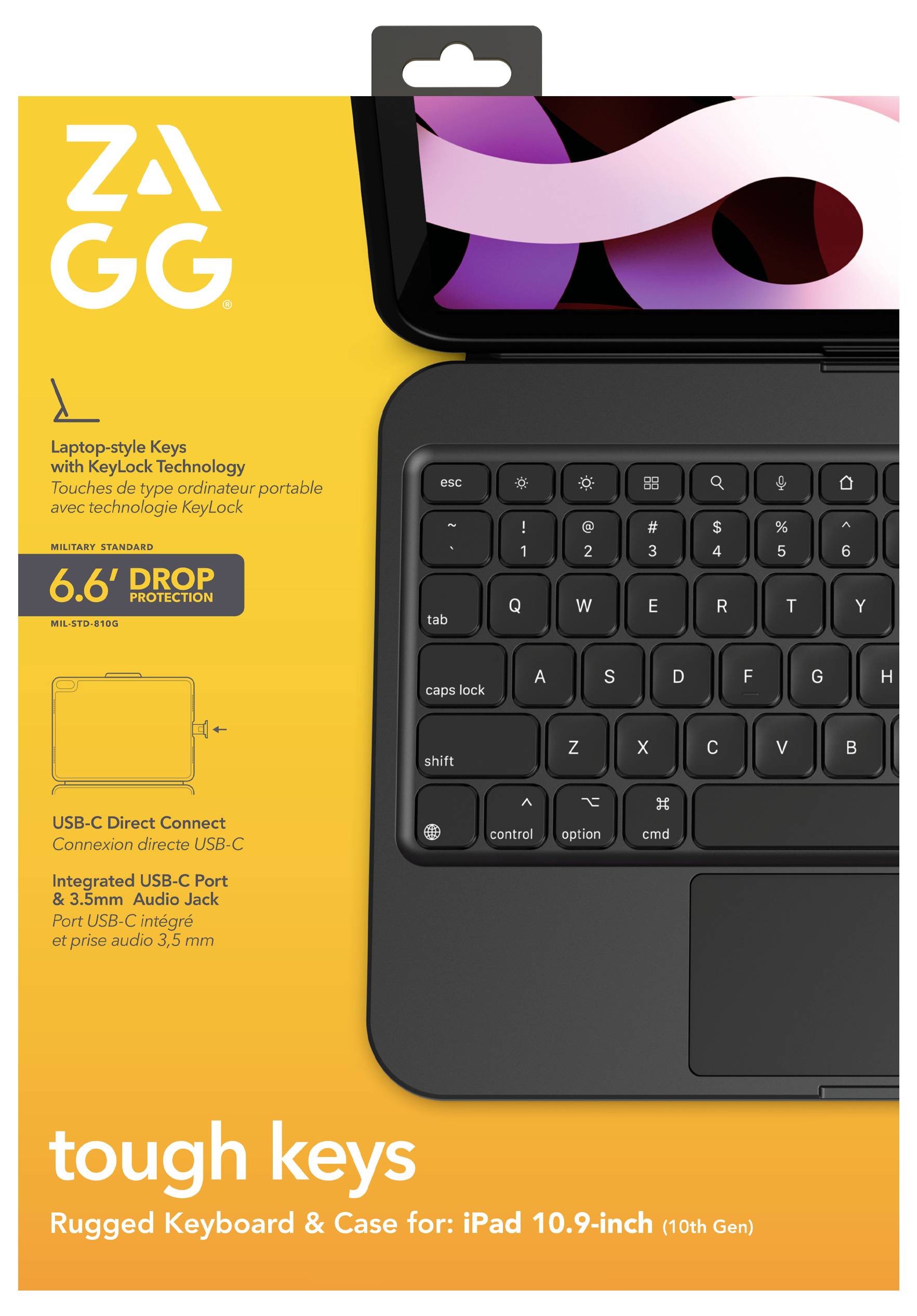 Eine robuste Tastatur und Schutzhülle für iPad 10,9 Zoll (10. Generation) mit Laptop-ähnlichen Tasten, KeyLock-Technologie und Fallschutz bis zu 2 Metern.