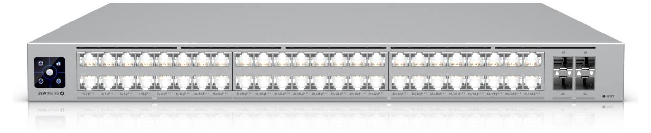 Ein Netzwerk-Switch mit 48 Ethernet-Ports und 4 zusätzlichen Uplink-Ports, entwickelt zur Verwaltung des Datenflusses in einem Netzwerksystem.