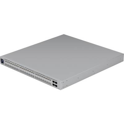 Ein flacher, rechteckiger Netzwerk-Switch mit mehreren Ethernet-Anschlüssen auf der Vorderseite, wahrscheinlich für die Verbindung von Geräten in Rechenzentren verwendet.