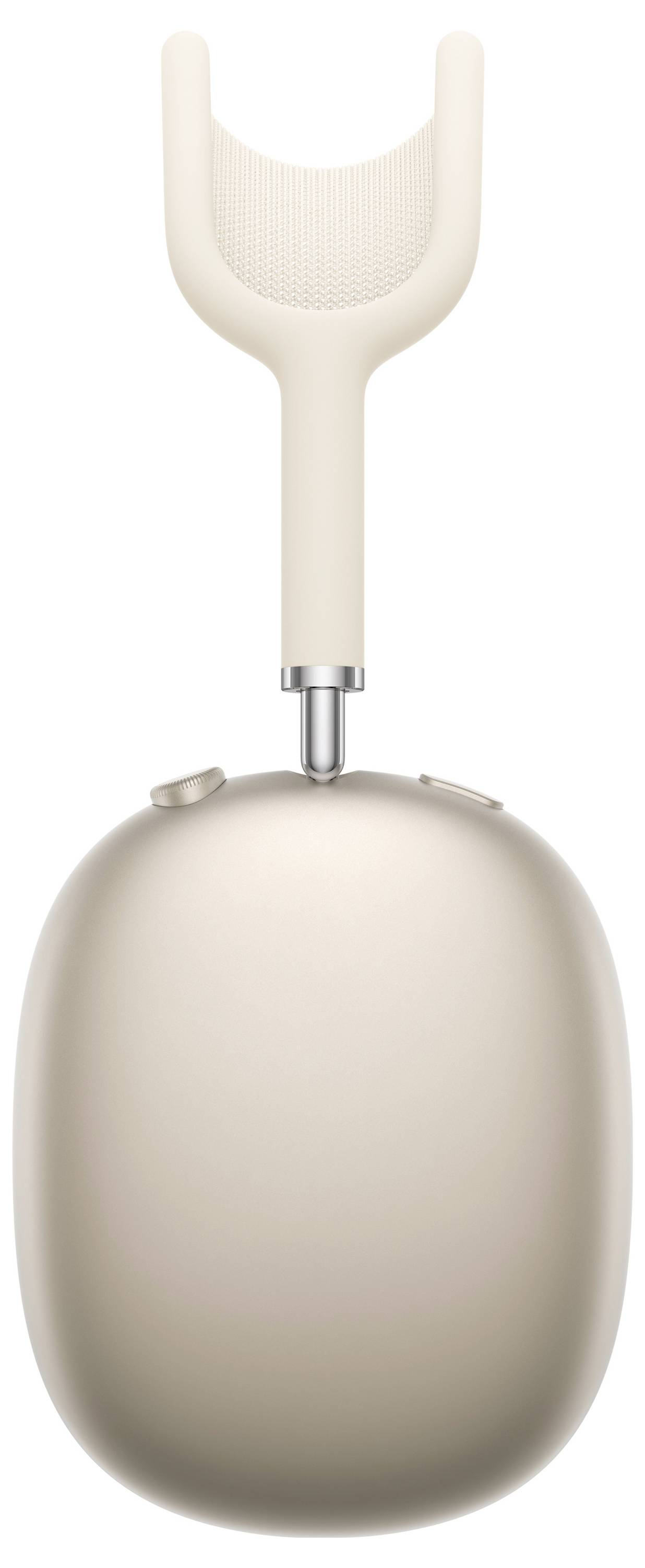 Eine stilvolle beige Ohrmuschel und Kopfbügel für Kopfhörer, die ein minimalistisches und modernes Design mit glatten Oberflächen präsentiert.