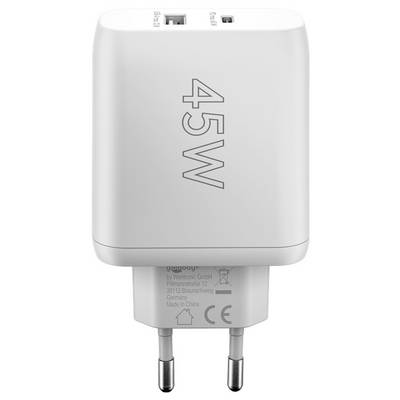 Goobay 65412 Dual USB Netzteil 45W, Universal Ladegerät Power Delivery, USB-C & USB-A Port Adapter Fast Charger, Weiß-2