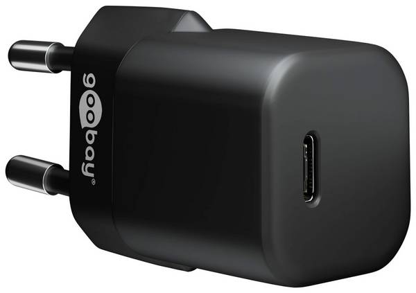 Goobay 59715 Nano USB-C Netzteil 30W / Power Delivery PD Charger / Apple iPhone 14 Ladegerät / USB C Adapter / Schwarz