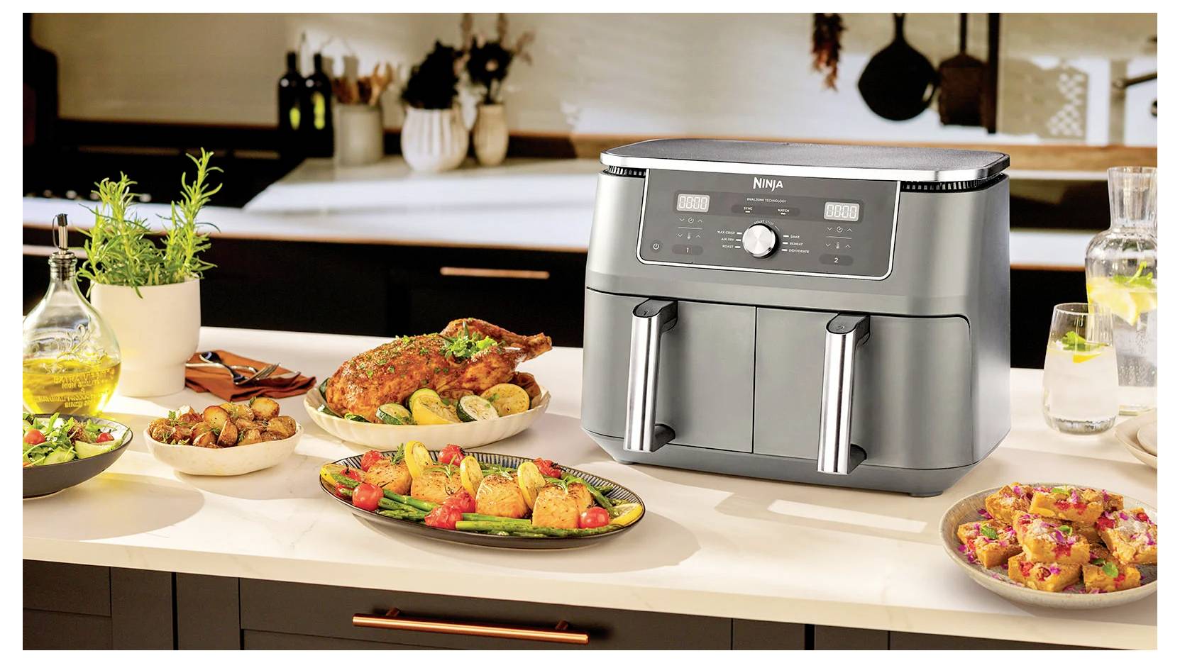 Ninja DZ400EU Dual Zone Heißluft-Fritteuse 9.5 l 2470 2 getrennte Temperaturregler Schwarz-8