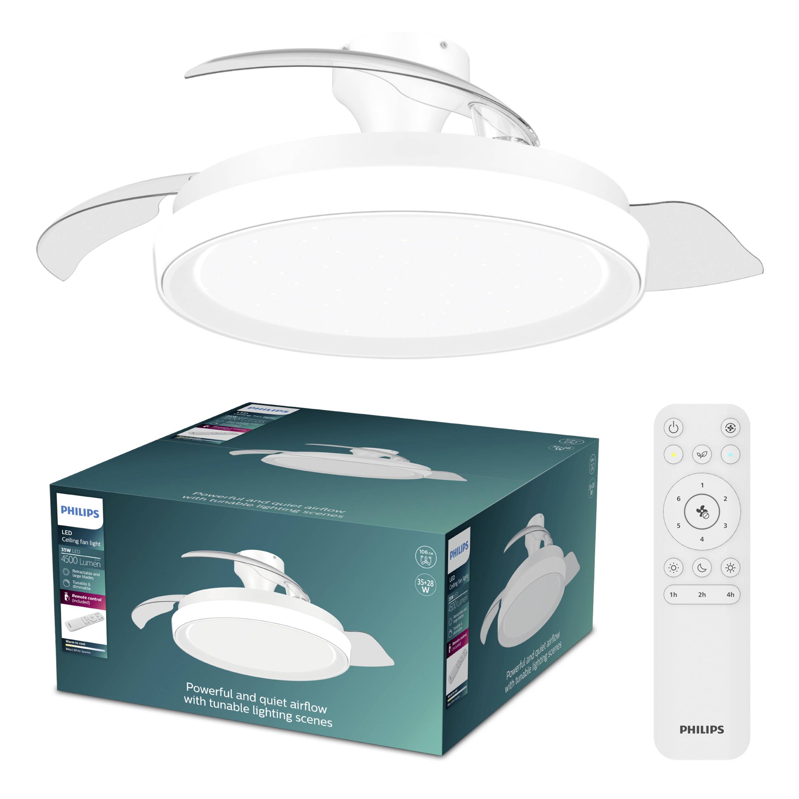 Philips LED Bliss Deckenventilator 28 W mit Fernbedienung, Dimmbar-0
