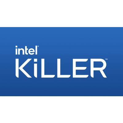 Blaues Intel Killer Logo mit dem Wort „intel" über großem Text „KILLER".