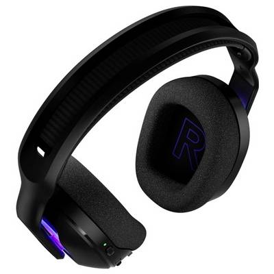 Schwarzer Gaming-Kopfhörer mit gepolsterten Ohrmuscheln, LED-Beleuchtung und verstellbarem Kopfbügel, entworfen für immersive Audioerlebnisse.