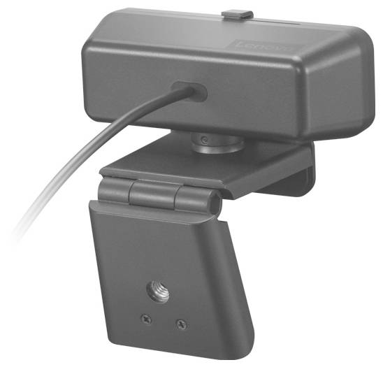 Flachbildschirm-Monitor mit integrierter Webcam, Vorderansicht mit leerem grauem Display auf einem Ständer.