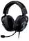 Ein schwarzes Gaming-Headset mit gepolstertem Kopfbügel, großen gepolsterten Ohrmuscheln und angebrachtem Mikrofon.