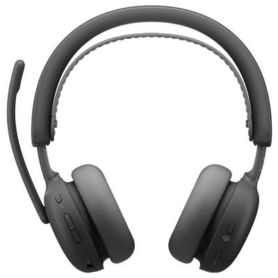 Schwarzes Over-Ear-Wireless-Headset mit gepolsterten Ohrmuscheln, verstellbarem Kopfbügel und Boom-Mikrofon auf der linken Seite